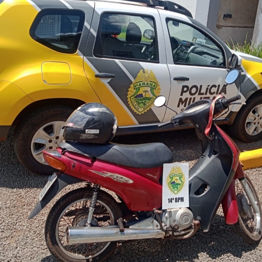 Polícia Militar recupera, em São Miguel do Iguaçu, motocicleta roubada