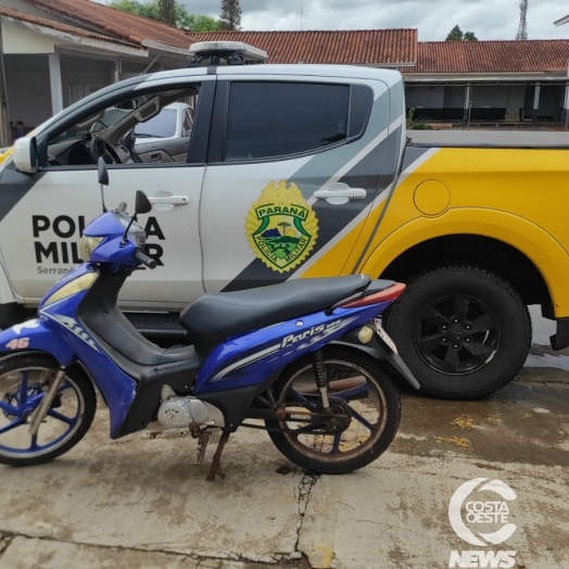 Polícia Militar recupera moto furtada em Serranópolis do Iguaçu