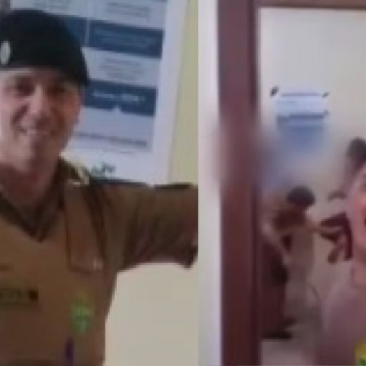Policiais aparecem sorrindo durante gravação de tortura em batalhão de Matelândia