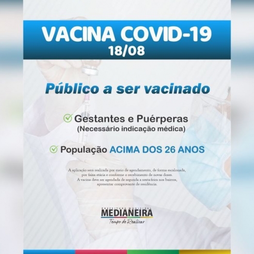 População com 26 anos ou mais já podem ser vacinadas em Medianeira