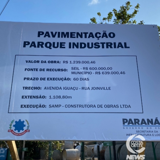 Prefeito de São Miguel do Iguaçu assina ordem de serviço para pavimentação do parque industrial