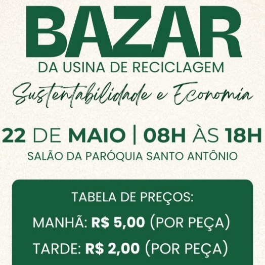 Prefeitura e Usina de Reciclagem promovem bazar solidário em Santa Helena