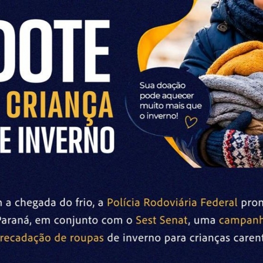 PRF lança campanha de arrecadação de roupas de inverno para crianças no Paraná