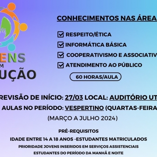 Projeto Jovens em Evolução abre nova turma na parceria da Administração de Santa Helena, UTFPR e Acisa