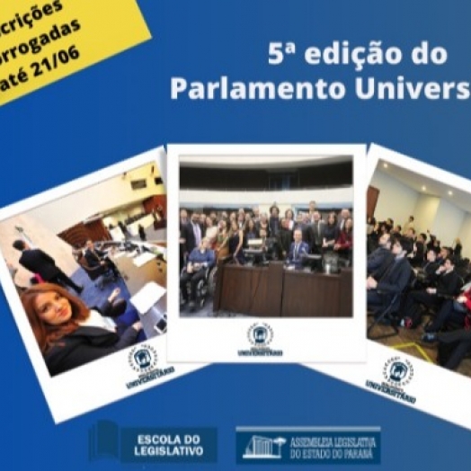 Prorrogado prazo para inscrições dos estudantes para a 5ª edição do Parlamento Universitário