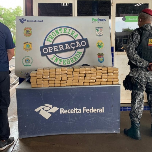 Receita Federal e Força Nacional apreendem 90 quilos de maconha na Ponte Internacional da Amizade