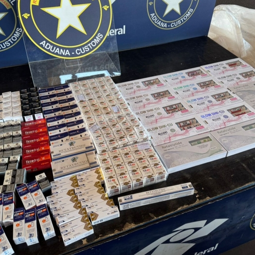 Receita Federal retém 619 medicamentos emagrecedores avaliados em R$ 110 mil na Ponte Internacional da Amizade