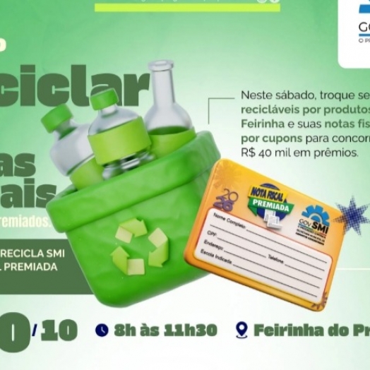 Recicla SMI terá nova edição neste sábado (10) com troca de recicláveis e notas fiscais