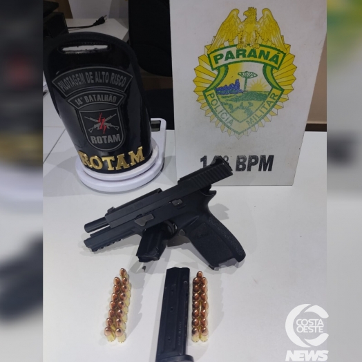 ROTAM prende homem com pistola e munições em Medianeira