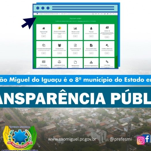 São Miguel do Iguaçu é o 8º município do Estado em Transparência Pública