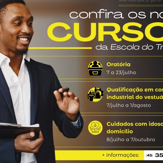 São Miguel do Iguaçu: Governo Municipal abre inscrições para mais três novos cursos na escola do trabalho