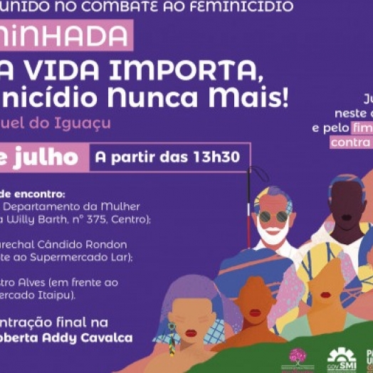 São Miguel do Iguaçu: Governo municipal vai realizar caminhada alusiva a campanha de combate ao feminicídio