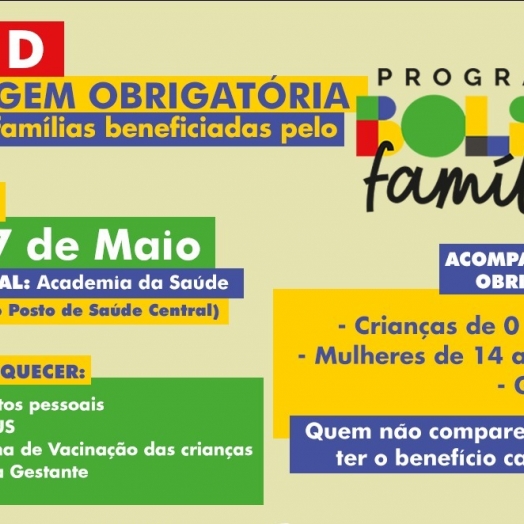 São Miguel do Iguaçu terá o ‘Dia D’ da pesagem do programa Bolsa Família no dia 27 de maio