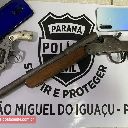 São Miguel: Pol. Civil prende homem, recupera objetos roubados e apreende armas de fogo