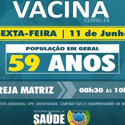 Saúde de São Miguel define prazo para agendamento e marca vacinação para pessoas de 59 anos
