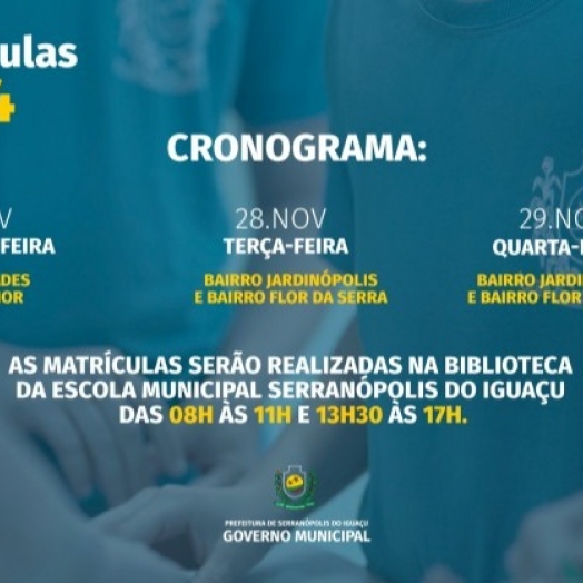 Secretaria de Educação divulga cronograma de Matrículas para o ano letivo de 2024 em Serranópolis