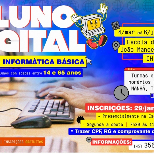 SMI: Governo Municipal abre na segunda-feira (29) inscrições para o curso ‘Aluno Digital’