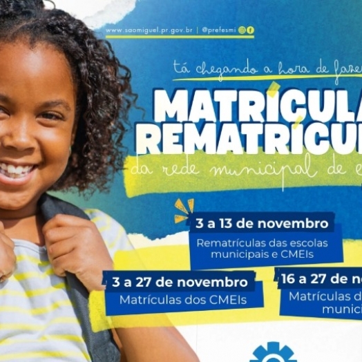 SMI: Matrículas e rematrículas da rede municipal de ensino para 2027 começam no dia 03 de novembro