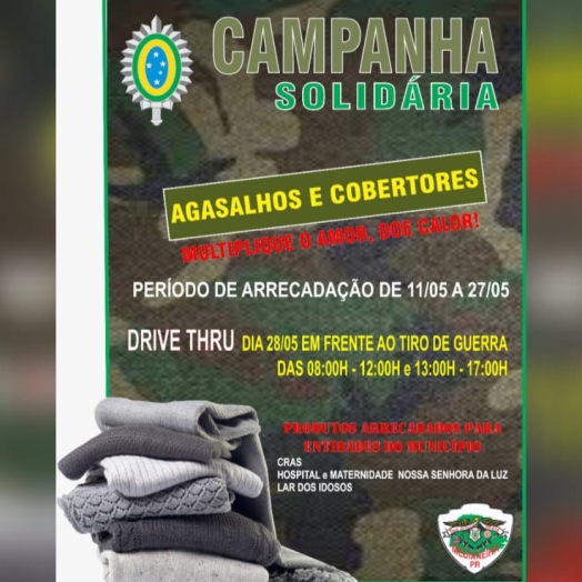Tiro de Guerra realiza Campanha para arrecadação de agasalhos e cobertores