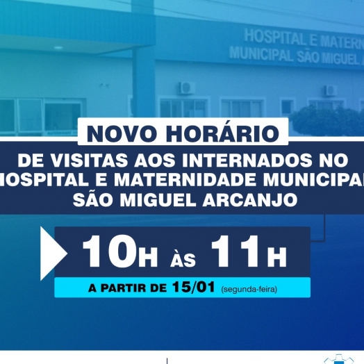 Visita aos internados no Hospital e Maternidade Municipal será das 10 às 11hrs a partir de segunda (15)